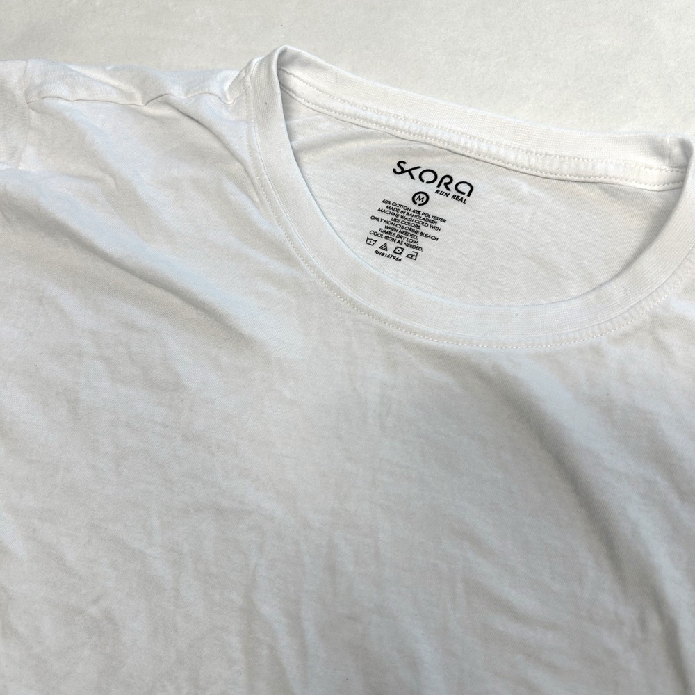 Skora Run Real Mens White Short Sleeve Athletic Training T-Shirt Size M